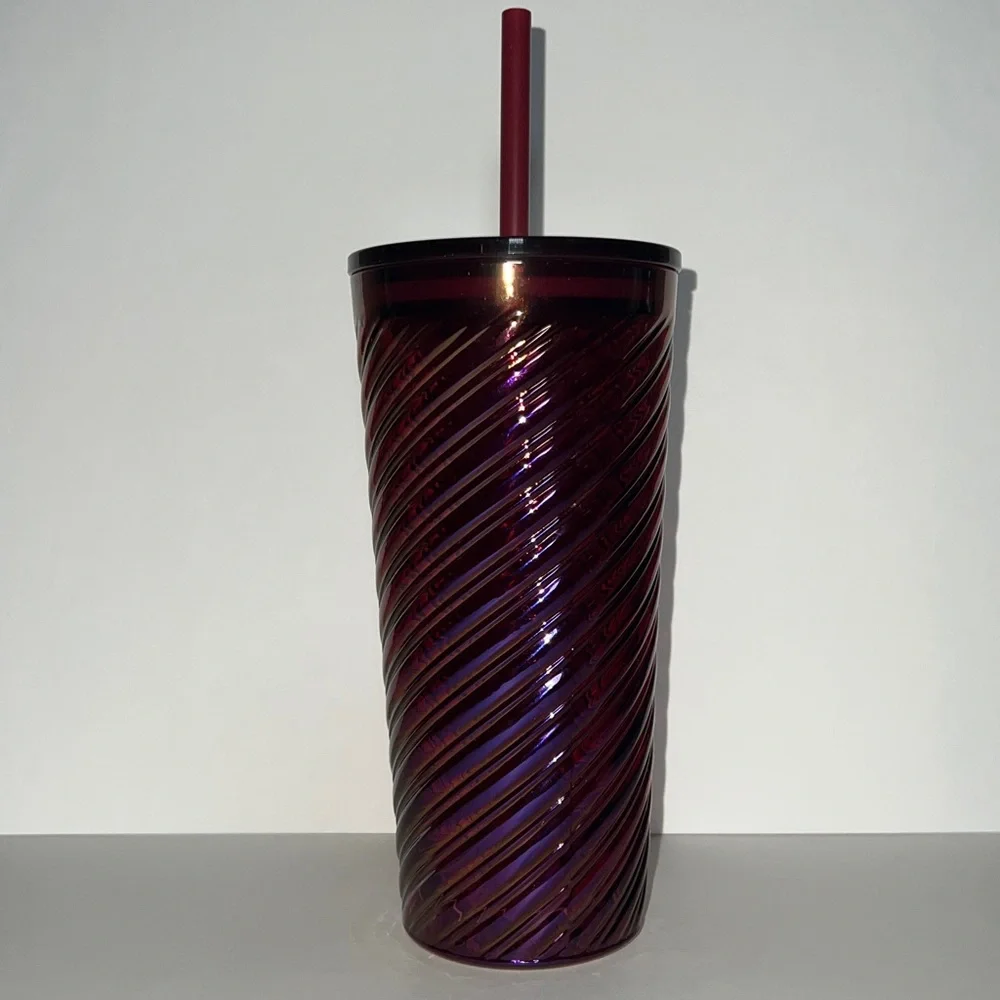 Starbucks 2023 Red Opalescent Twist Glass Tumbler 18oz Cold Cup New With Tags